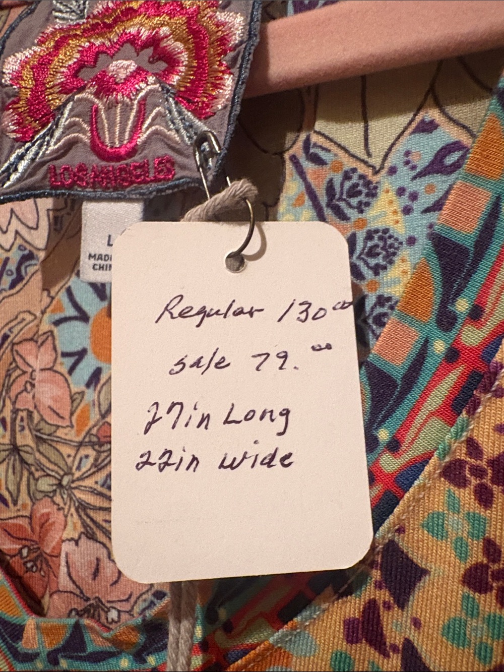 Johnny Was Multicolor Floral Patchwork V-Neck Tee - Picture 4 of 6